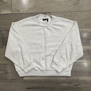 ASOS Design Gray Fleece Crewneck Sweatshirt Boxy Baggy Streetwear Womens Small‎